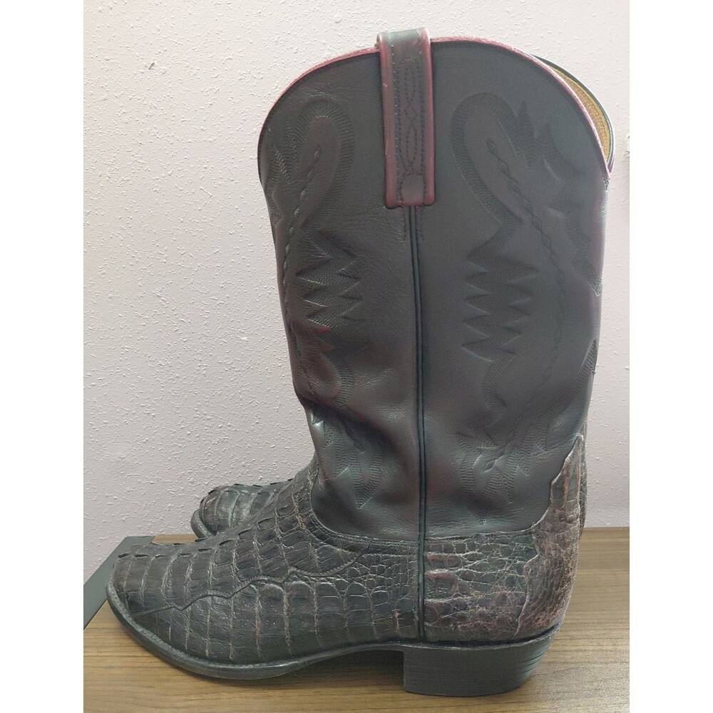 Lucchese Alligator Boot T3211R Blk Cherry Caiman Hornback 2000’s Vintage 13 EE - Picture 3 of 16